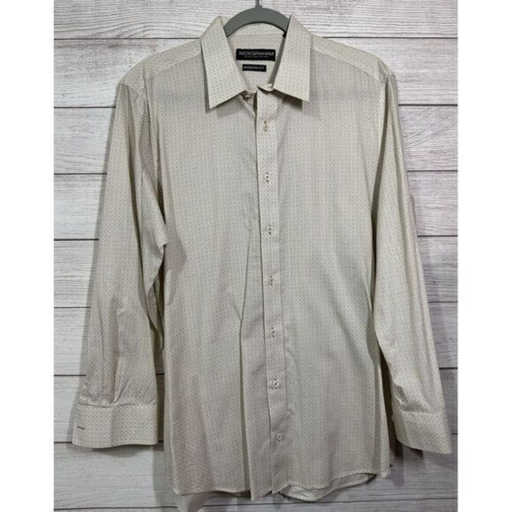 Nick Graham Everywhere Modern Fit Mens Large Button Down Long Sleeve Casual‎